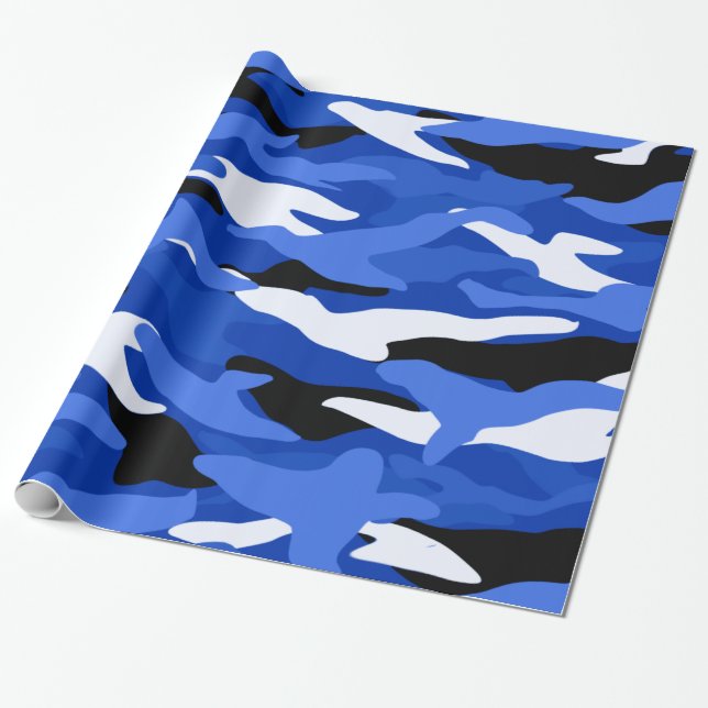 Papel De Regalo Camuflaje azul (Desenrollado)