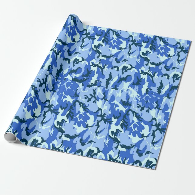 Papel De Regalo Camuflaje azul del cielo de Woodland (Desenrollado)
