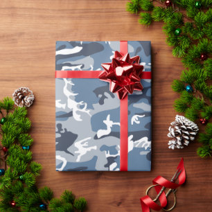 Papel De Regalo Camuflaje Azul Nieve Invernal, Militar, Ejército