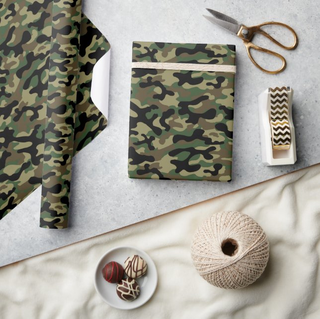 Papel De Regalo Camuflaje Bosque (Artesanía)