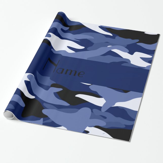 Papel De Regalo Camuflaje conocido personalizado de los azules (Desenrollado)