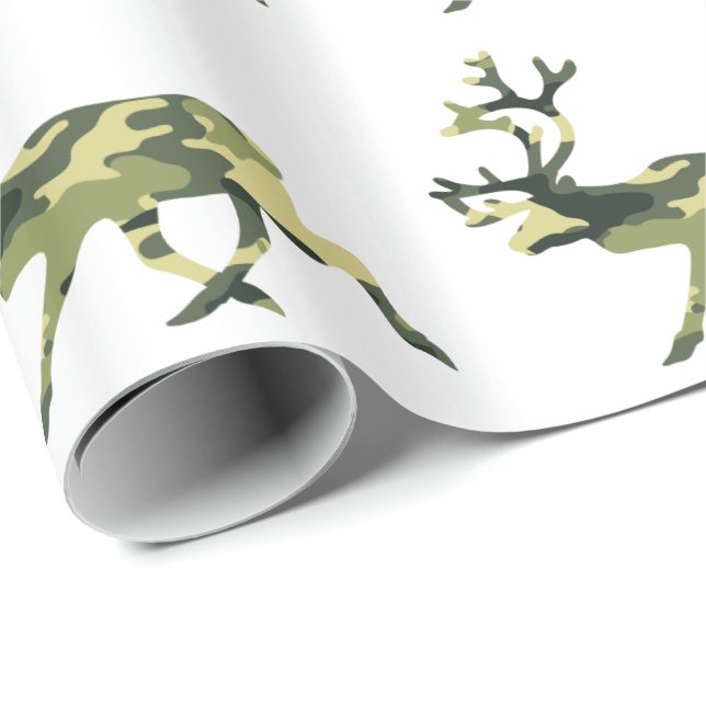 Papel De Regalo Camuflaje de bosques de renos/caribú/camo (Esquina del rollo)