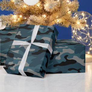 Papel De Regalo Camuflaje de camo azul nocturno