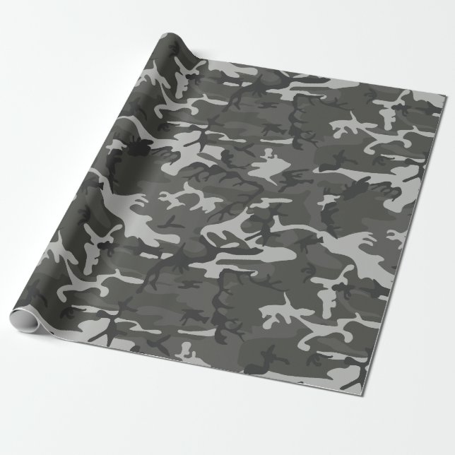 Papel De Regalo Camuflaje de carbón gris (Desenrollado)