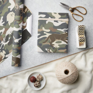 Papel De Regalo Camuflaje de estilo acuarela con animales
