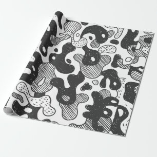 Papel De Regalo camuflaje de estilo doodle abstracto, negro