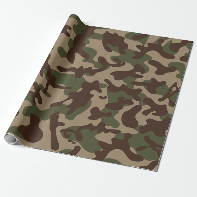 Papel De Regalo Camuflaje de madera profunda (Desenrollado)