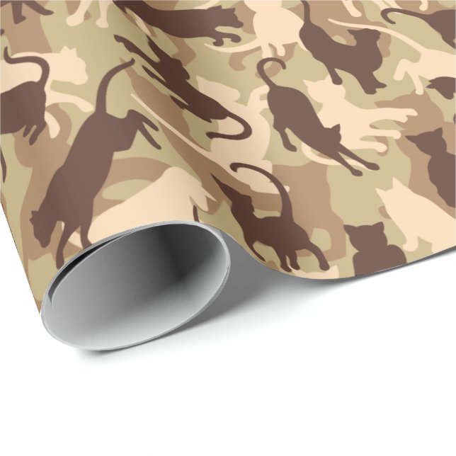 Papel De Regalo Camuflaje del desierto de los gatos (Esquina del rollo)