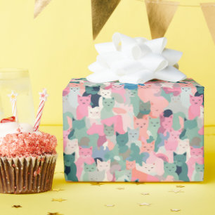 Papel De Regalo Camuflaje del gato de colores pasteles