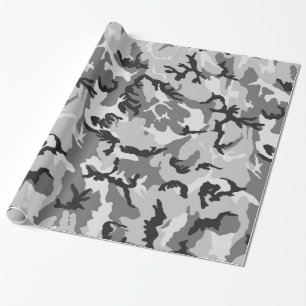 Papel De Regalo Camuflaje del negro del blanco gris