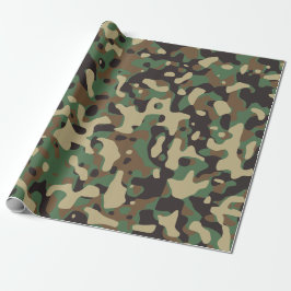 Papel De Regalo Camuflaje Ejército Beige Verde de Camo