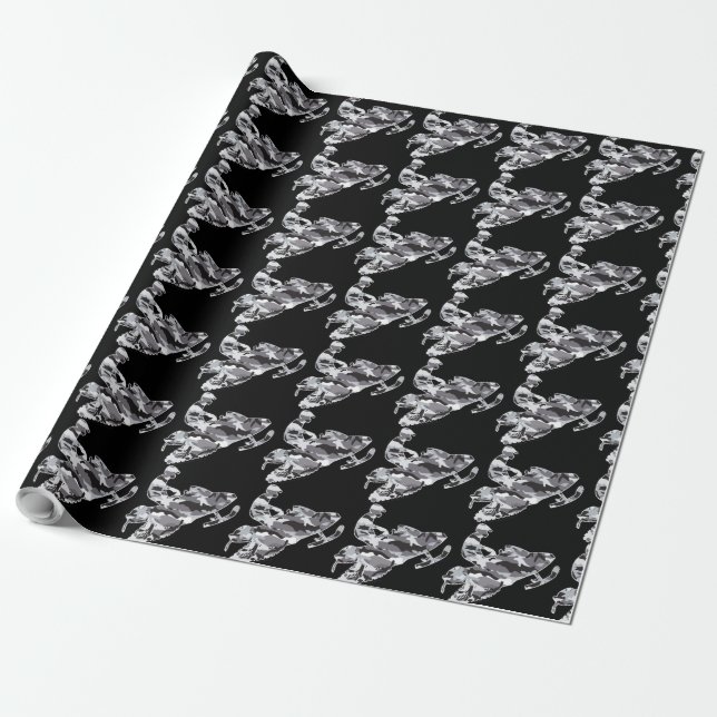 Papel De Regalo Camuflaje Gray Snowmobile (Desenrollado)