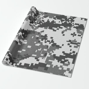 Papel De Regalo Camuflaje gris Pixel