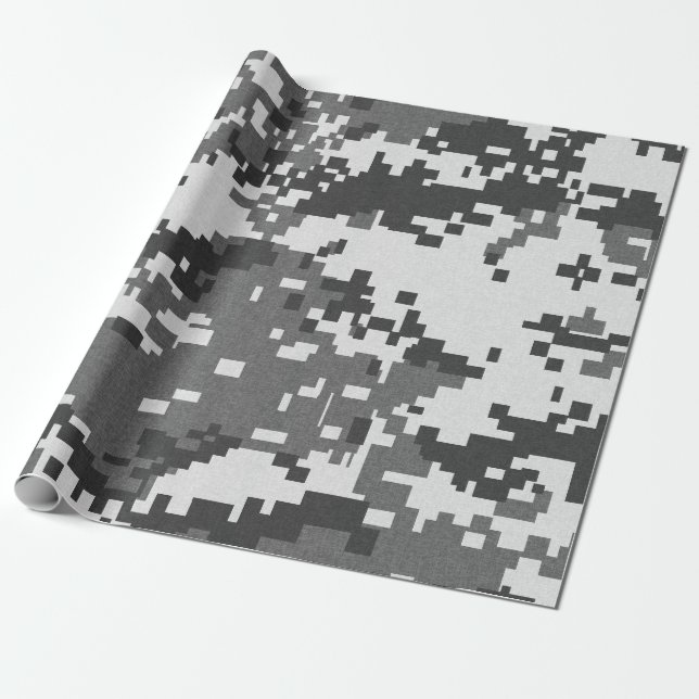 Papel De Regalo Camuflaje gris Pixel (Desenrollado)