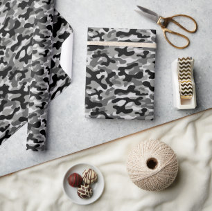 Papel De Regalo Camuflaje gris y negro