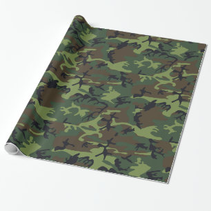 Papel De Regalo Camuflaje Militar Bosque Verde