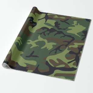 Papel De Regalo Camuflaje Militar Bosque Verde