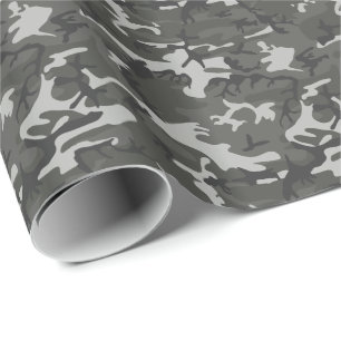 Papel De Regalo Camuflaje militar moderno gris