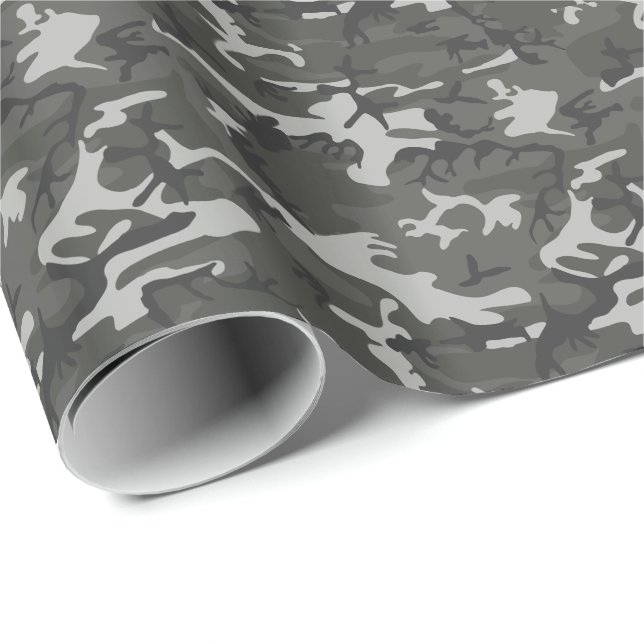 Papel De Regalo Camuflaje militar moderno gris (Esquina del rollo)