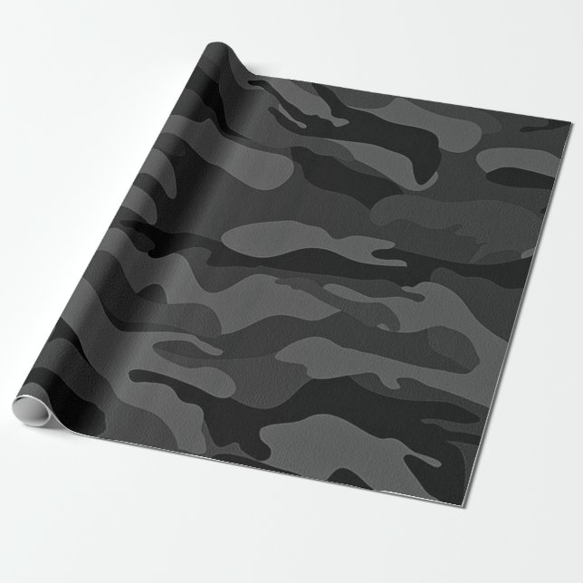 Papel De Regalo camuflaje militar oscuro de noche (Desenrollado)