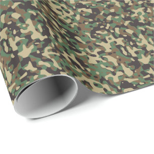 Papel De Regalo Camuflaje militar Woodland Tan Green Brown