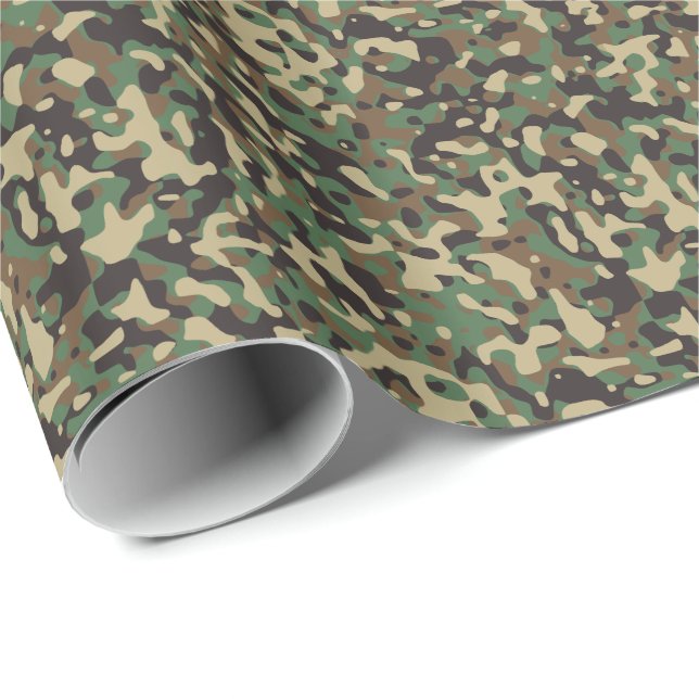 Papel De Regalo Camuflaje militar Woodland Tan Green Brown (Esquina del rollo)