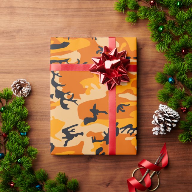 Papel De Regalo Camuflaje naranja, Ejército (Regalo de vacaciones)