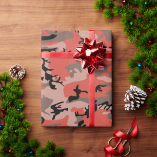 Papel De Regalo Camuflaje Rojo y Marrón, Militar, Ejército