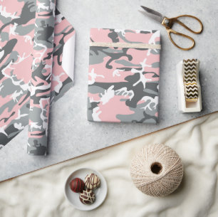 Papel De Regalo Camuflaje rosa y gris, ejército, ejército