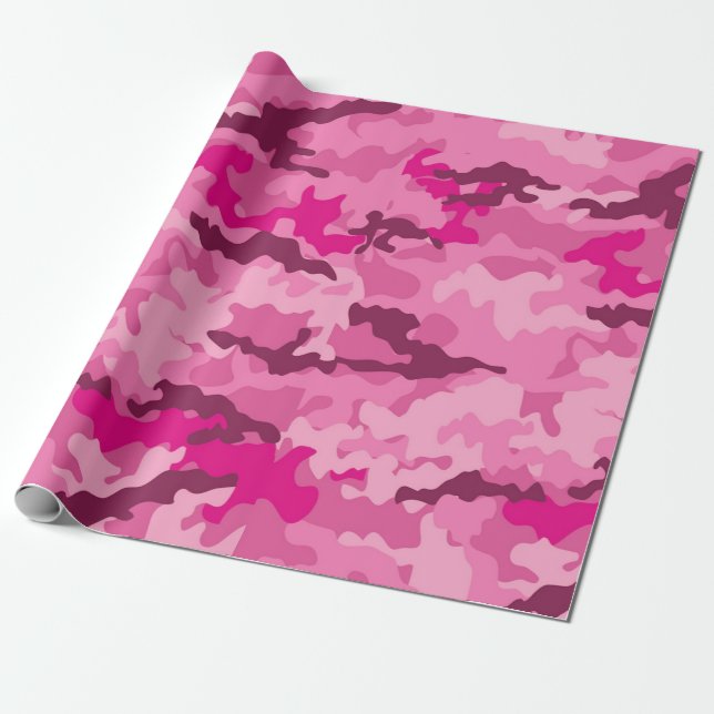 Papel De Regalo Camuflaje rosado Girly Feminine de moda (Desenrollado)