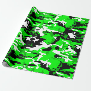 Papel De Regalo camuflaje verde ácido camuflaje blanco negro