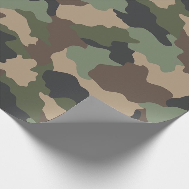 Papel De Regalo Camuflaje Woodland Camo Ejército Khaki Tan Negro (Esquina)