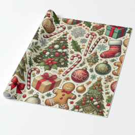 Papel De Regalo caña de caramelo y pan de jengibre