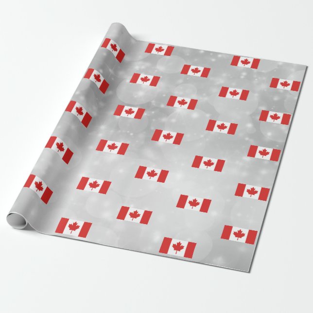 Papel De Regalo Canadá Bandera Roja Maple Leaf (Desenrollado)