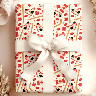 Papel De Regalo Canadá con tema de hockey