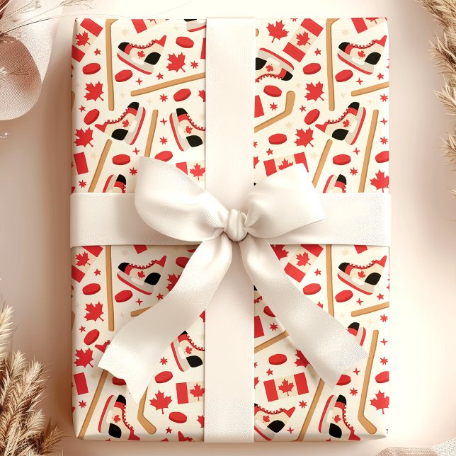 Papel De Regalo Canadá con tema de hockey (Subido por el creador)