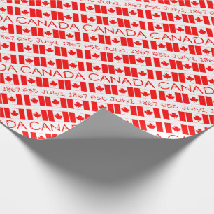 Papel De Regalo Canadá Day Maple Leaf Bandera Canadiense Tipografí