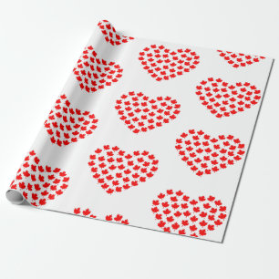 Papel De Regalo canadá maple leaf corazón canadés