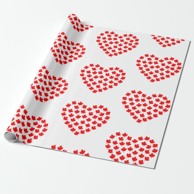 Papel De Regalo canadá maple leaf corazón canadés (Desenrollado)
