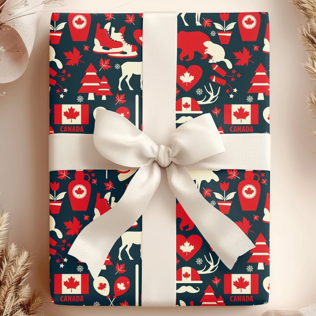Papel De Regalo Canadá: Patrón de Moose de Invierno de los Navidad (Subido por el creador)