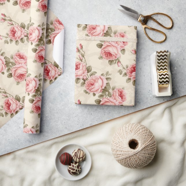 Papel De Regalo Canales caprichosos chic rosales rosas francesas (Artesanía)