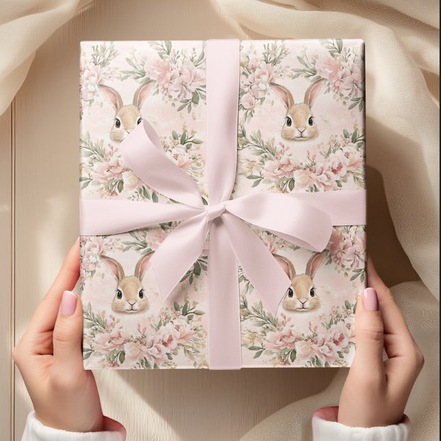 Papel De Regalo Canales de conejito acuarela y floral (Subido por el creador)