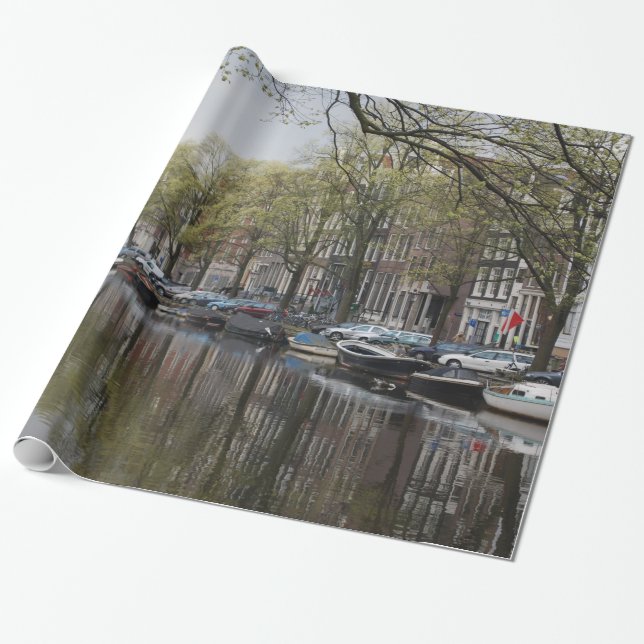 Papel De Regalo Canales en Amsterdam, Holanda (Desenrollado)