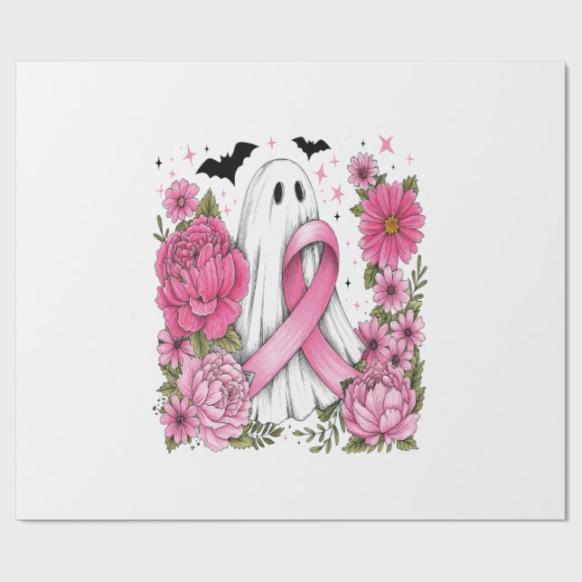 Papel De Regalo Cáncer de Mama Halloween Fantasma Boho (Superficie plana)