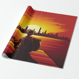 Papel De Regalo Canción de la puesta de sol del ilustracion, solo,