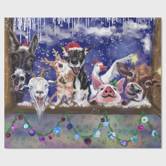 Papel De Regalo Canción de Navidades - Fiesta animal (Superficie plana)