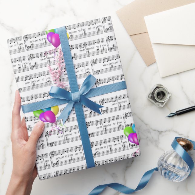 Papel De Regalo Canción Feliz Cumpleaños Y Globos (Regalar)