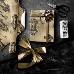 Papel De Regalo Candado de vapor y oro clave   Desconexión de époc