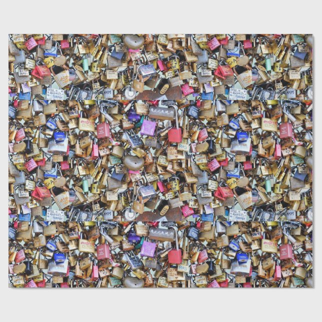 Papel De Regalo Candados románticos del amor de París (Superficie plana)