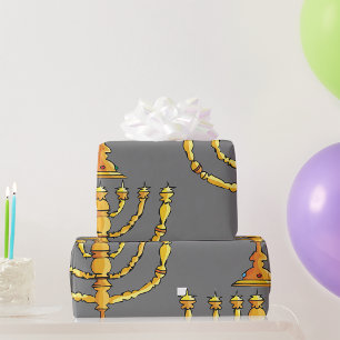 Papel De Regalo Candelabro judío Menorah dorado